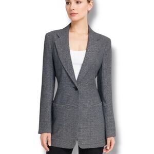 Vintage Y2K DKNY Navy Wool Longline Hourglass Structured Tailored Blazer Jacket